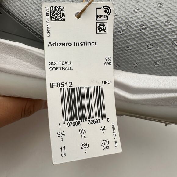 ADIDAS Women's 11 Adizero Instinct Softball Cleats IF8512 Gray/Black - Picture 6 of 8